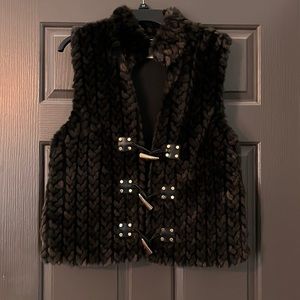 Michael Kors faux fur vest. Has gold toggle closures with faux leather accents